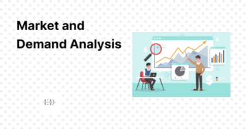 A group of business professionals analyzing a chart on a screen, focusing on Market and Demand Analysis.