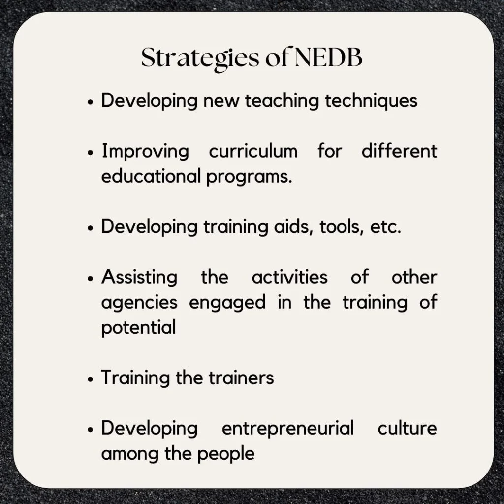 Strategies of National Entrepreneurship Development Board (NEDB) 