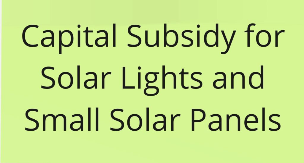 Capital Subsidy for Solar Lights and Small Solar Panels