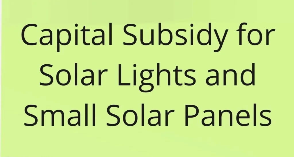 Capital Subsidy for Solar Lights and Small Solar Panels