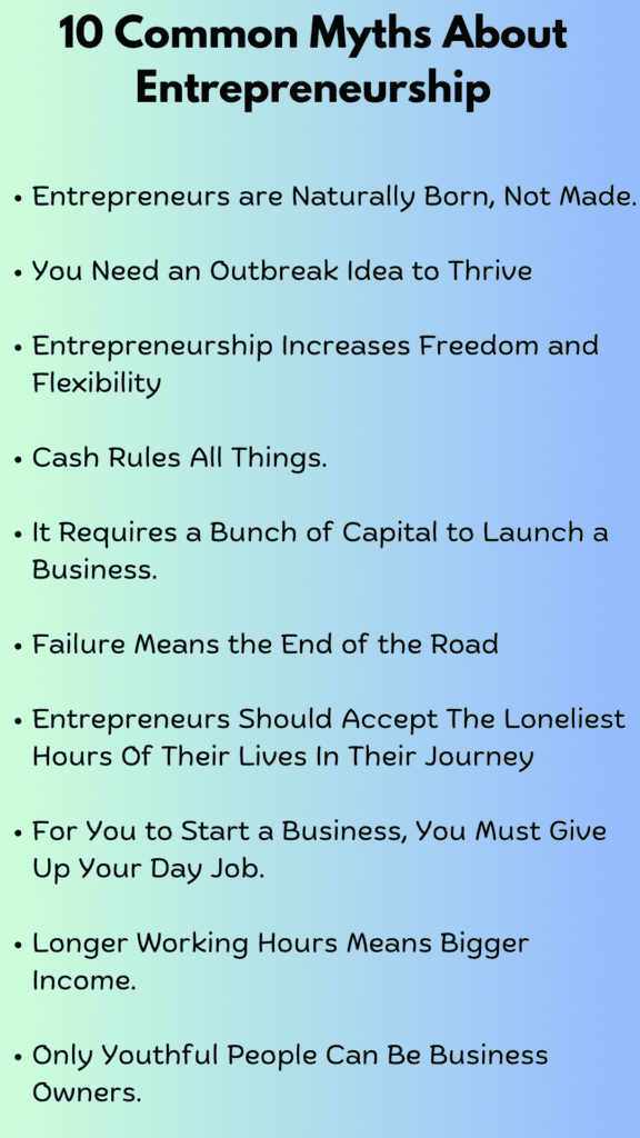 10 Common Myths About Entrepreneurship