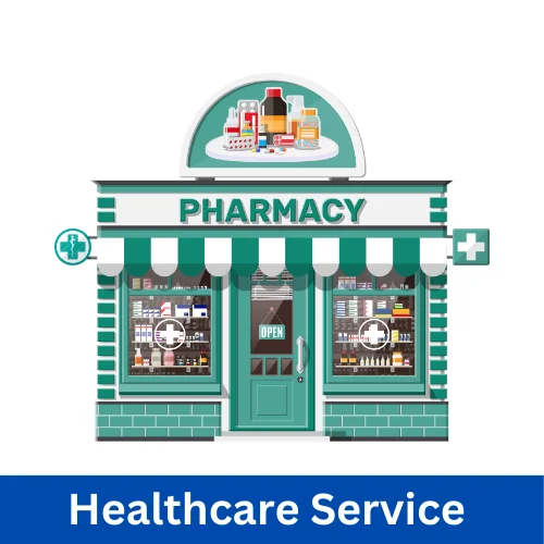 Basic medical store in a rural area offering essential healthcare products and first aid kits.