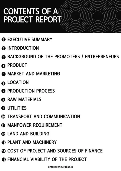 Contents of a Project Report